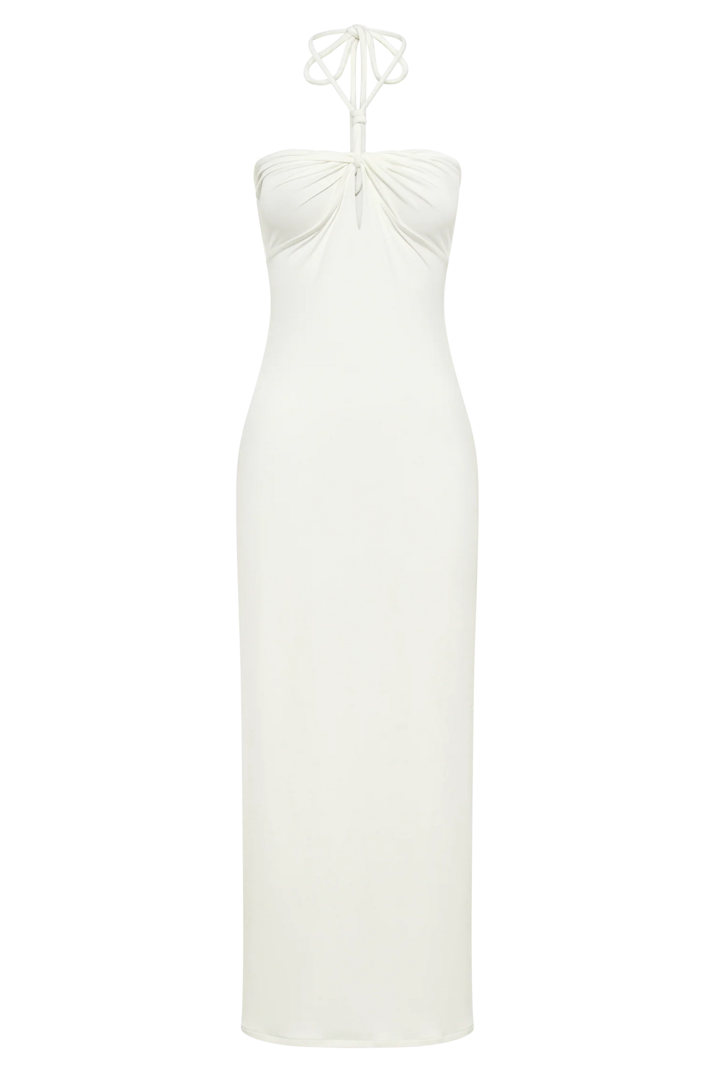 Krissy Midi Twist Halter Jersey Dress - White