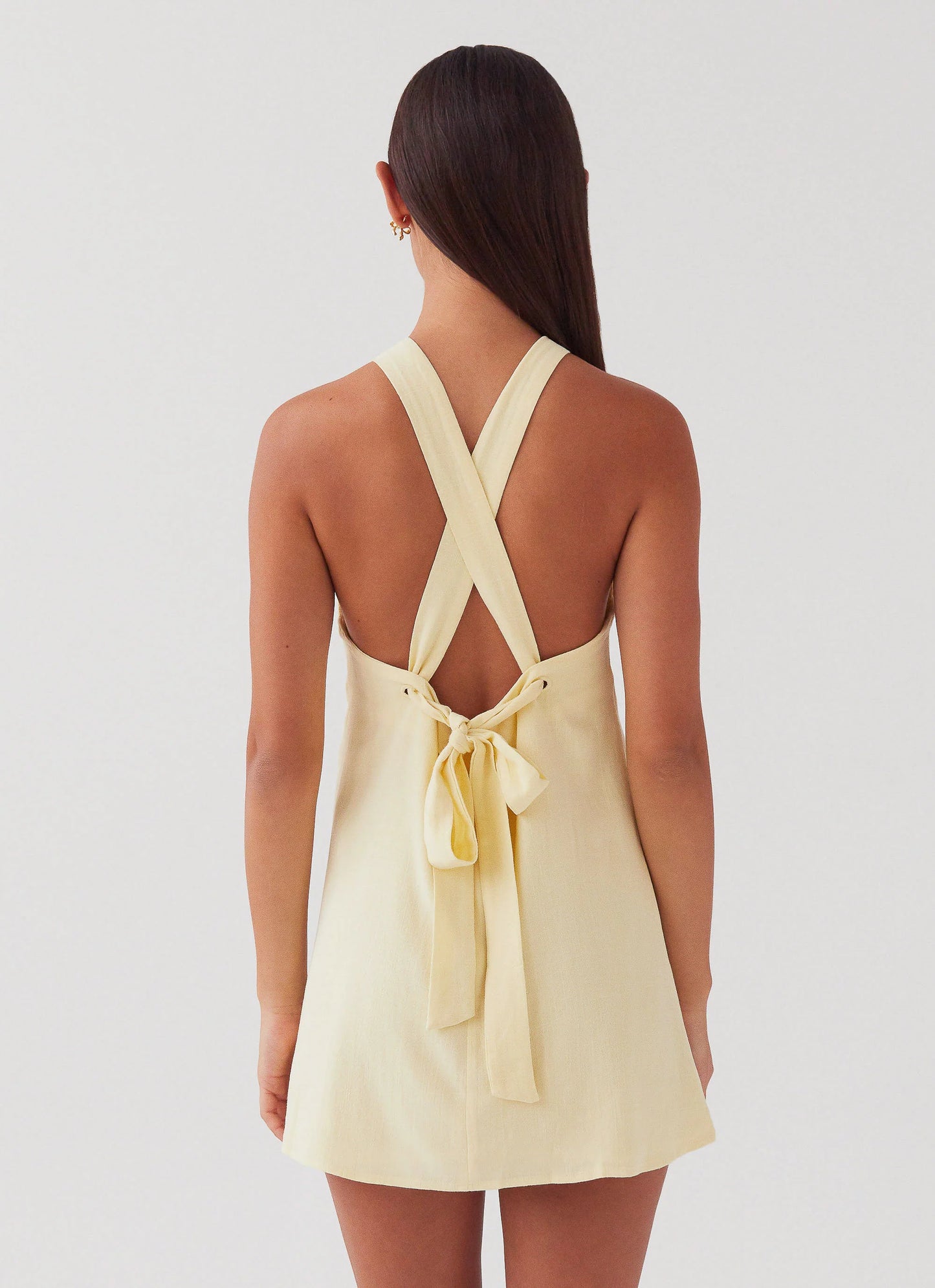 Keira Linen Mini Dress - Lemon