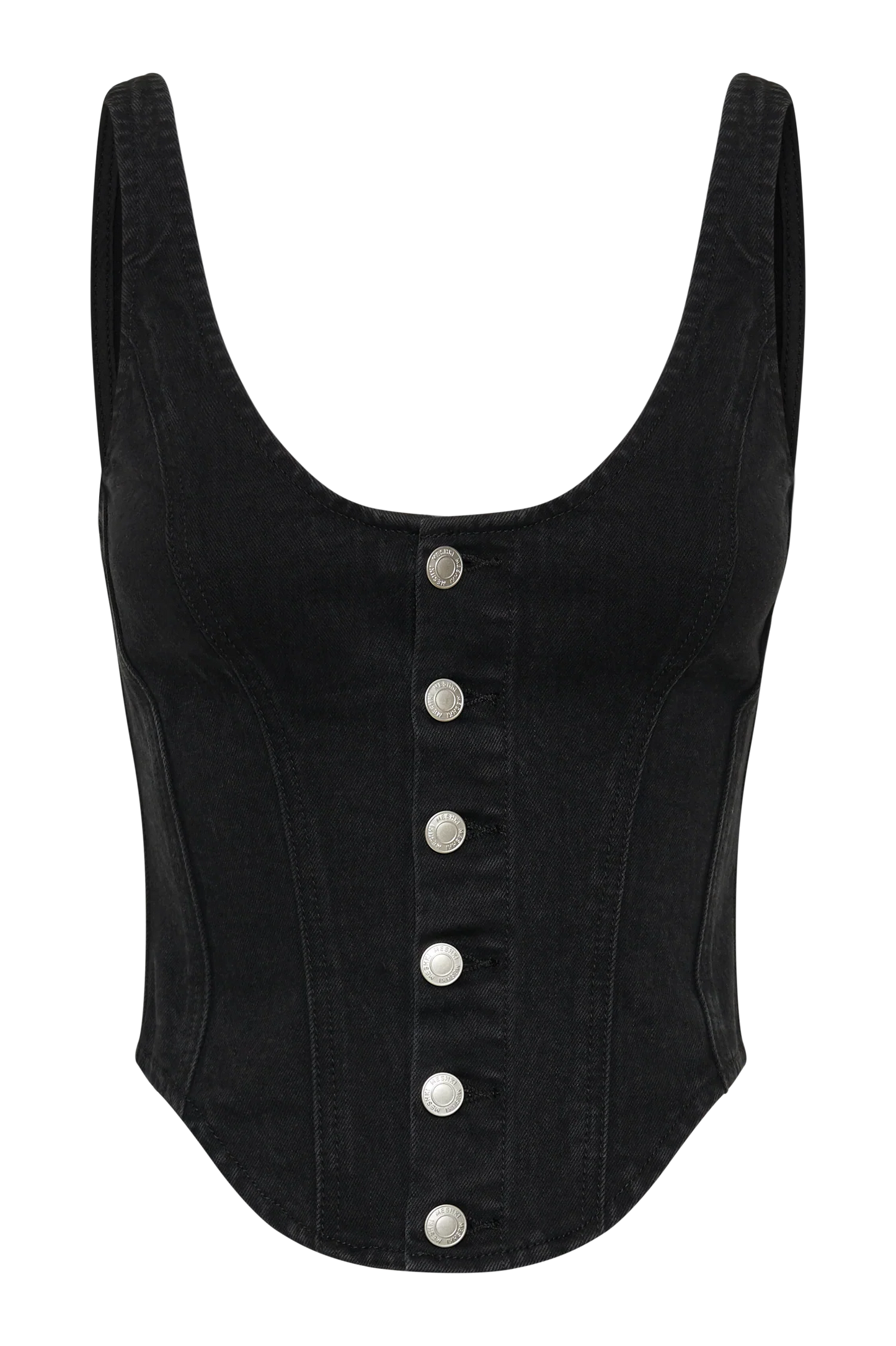 Corset Denim Top - Washed Black