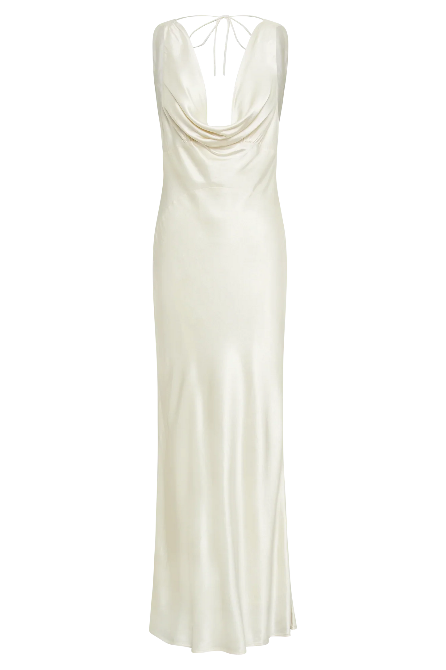 Angelique Satin Cowl Back Maxi Dress - Ivory