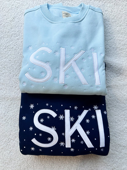 Ski Snowflake Embroider Sweatshirt