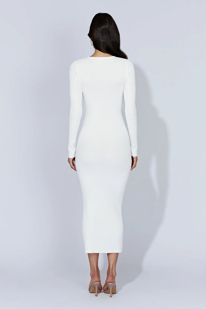 Rowen Long Sleeve Midi Dress - White