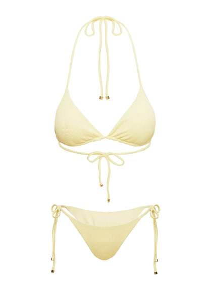 Nevaeh Ribbed Triangle Bikini Top Yellow