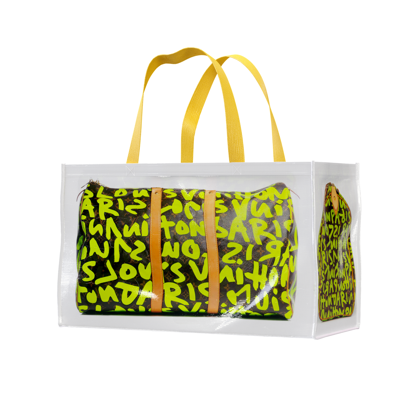 TITA ELVIE DUFFLE GROCERY BAG, BROWN CANVAS, LARGE