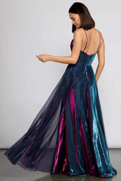 Vanda Formal Iridescent Metallic Dress