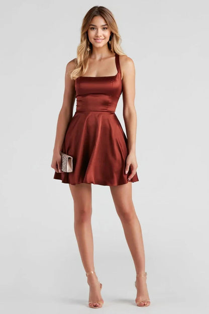 Sabrina Satin Lace-Up Party Dress