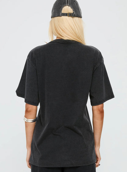 Britney Spears Gimme More Oversized Graphic Top Washed Black