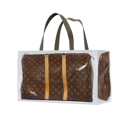 TITA ELVIE DUFFLE GROCERY BAG, BROWN CANVAS, LARGE