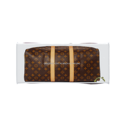 TITA ELVIE DUFFLE GROCERY BAG, BROWN CANVAS, LARGE