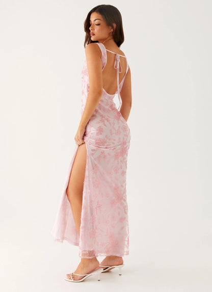 Moorey High Neck Maxi Dress - Pink