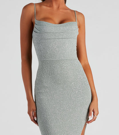 Lola Formal High Slit Glitzy Glitter Dress