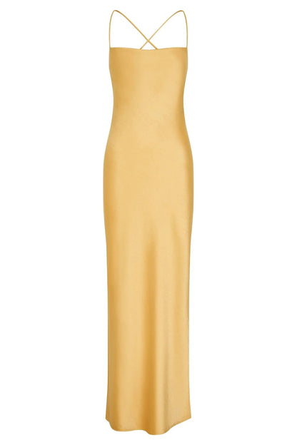 Sydney Straight Neck Slip Maxi Dress - Yellow