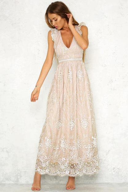 Glitter Trail Maxi Dress Bronze