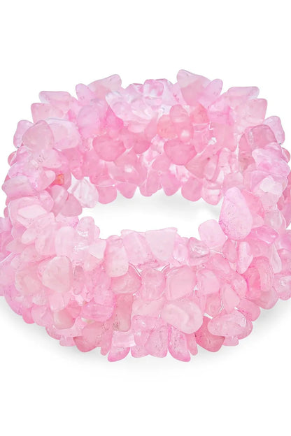 Gemstone Colors Chip Wide Chunky Cluster Multistrand Stretch Bracelet
